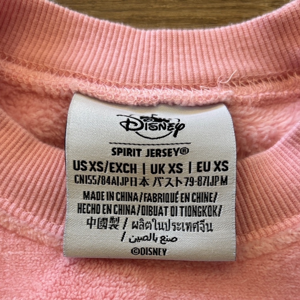 Disneyland Spirit Jersey Pink Polka Dot Crew Neck Fleece US XS - Picture 2 of 10